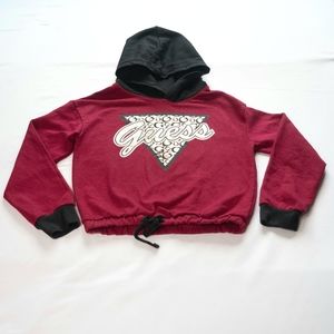 Guess Kids Big Girls Large Red Black Logo Print Pullover Long Sleeve Hoodie